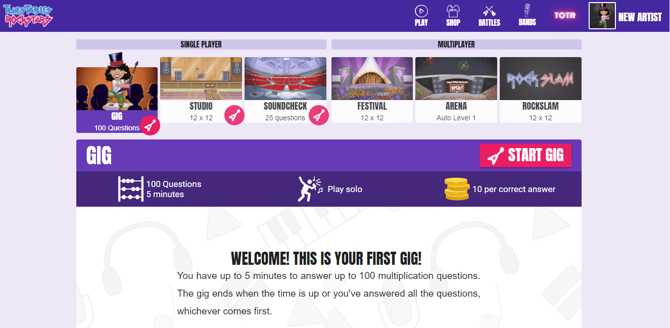 TTRockstars – Login to Times Table Rockstars