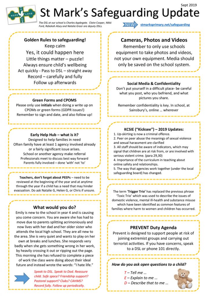 Safeguarding Hub Page St Mark's CofE Primary School