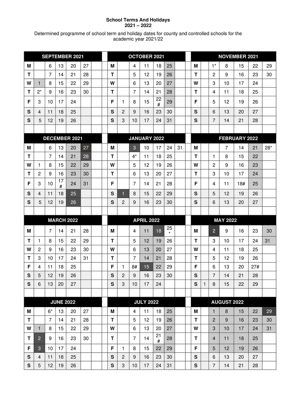 Hampshire Academic Calendar 2022 Term Dates – St Mark's Cofe Primary School