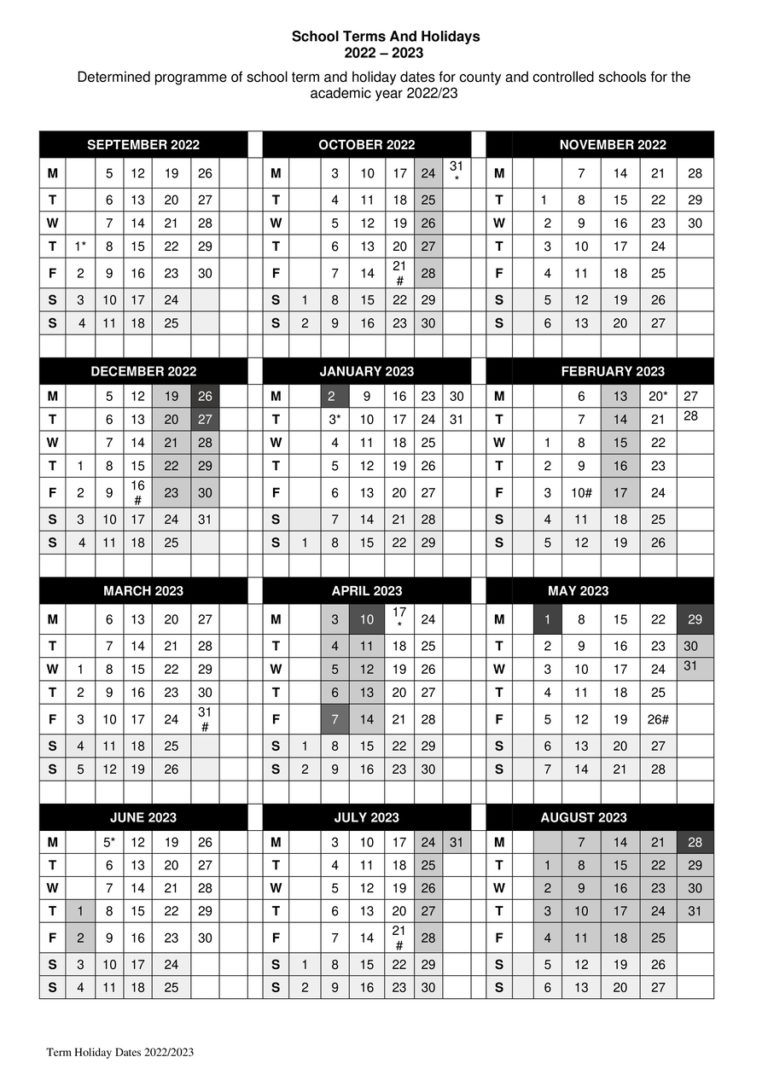Term Dates St Mark's CofE Primary School
