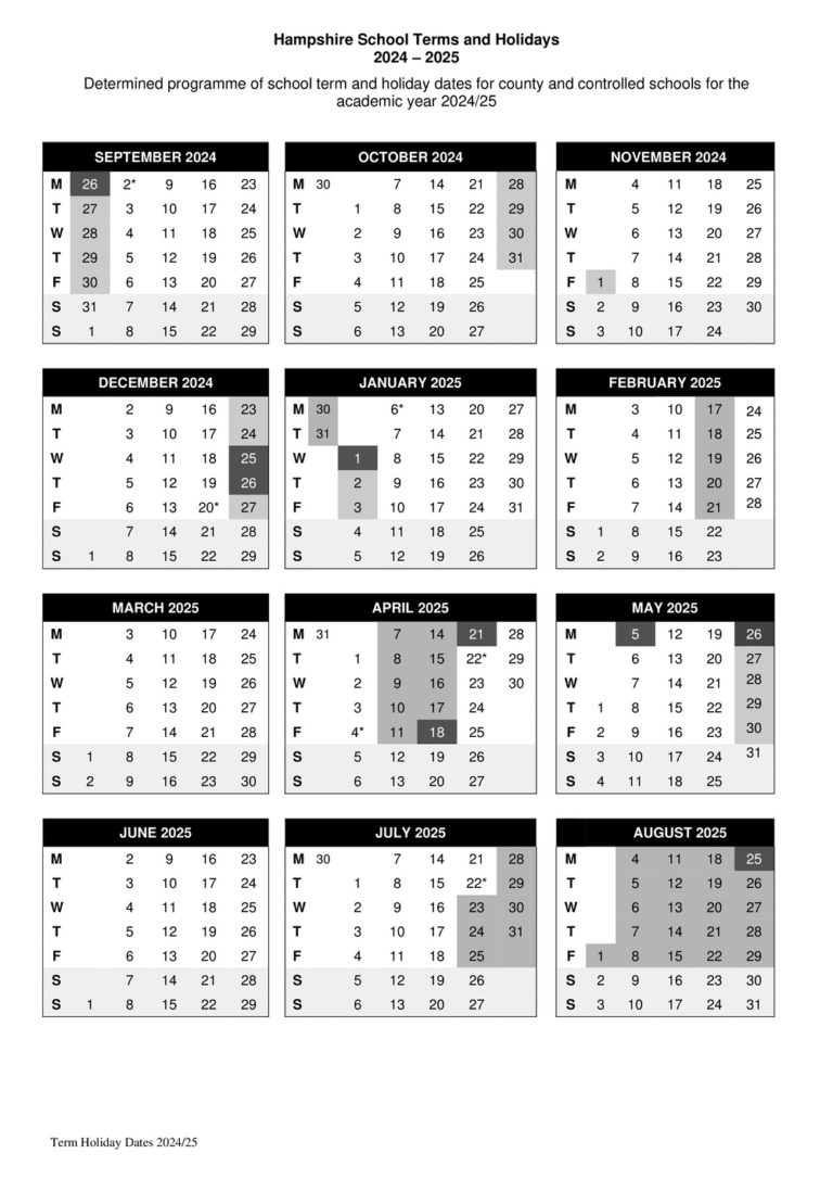 School Calendar St Mark's CofE Primary School